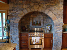 stacked stone stove